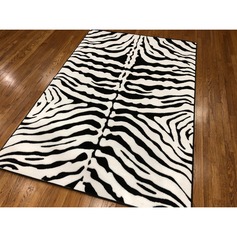 Bloomsbury Market Hoglund Power Loom Indoor Black/White Area Rug